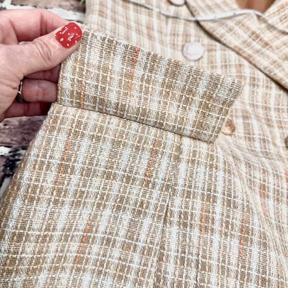 Attitude Unknown Women's Beige‎ NWOT Tweed Double Breasted Blazer Jacket Size M - Picture 15 of 16